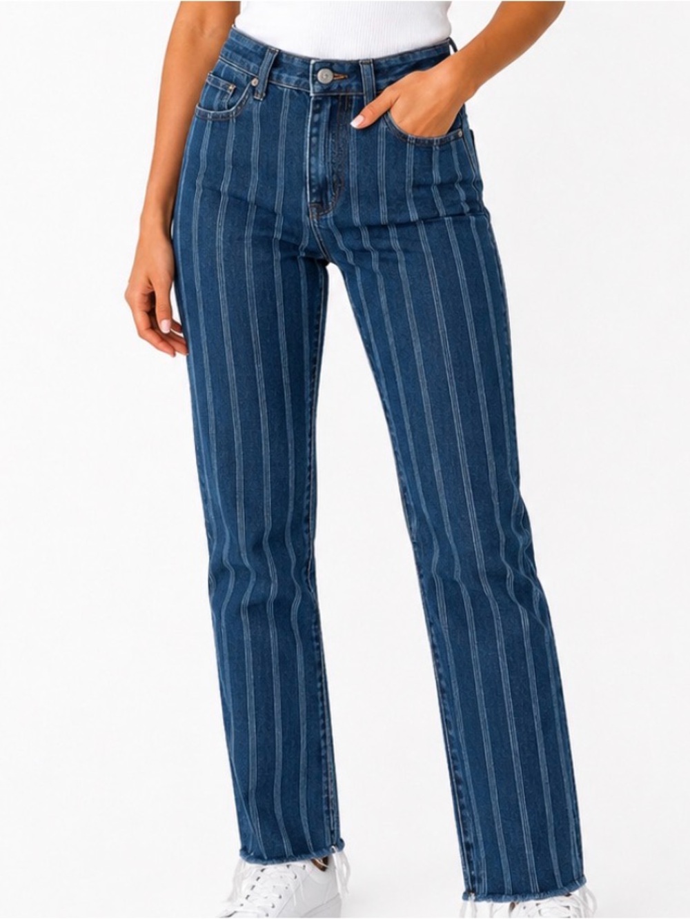 PacSun ankle jegging Striped Dark Blue Women's Straight-Leg Jeans 24" waist SZ 0
